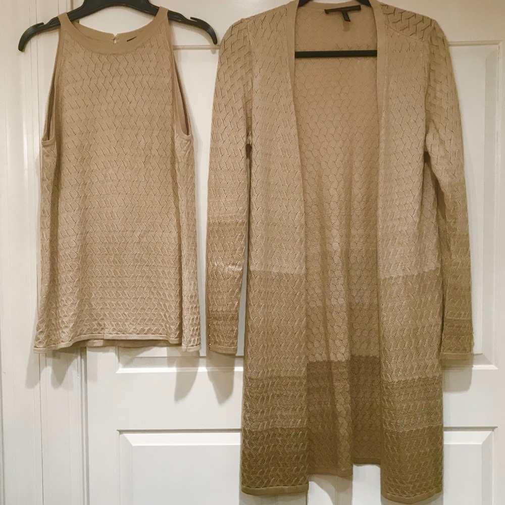 White House Black Market Beige Sweater Set Size Small